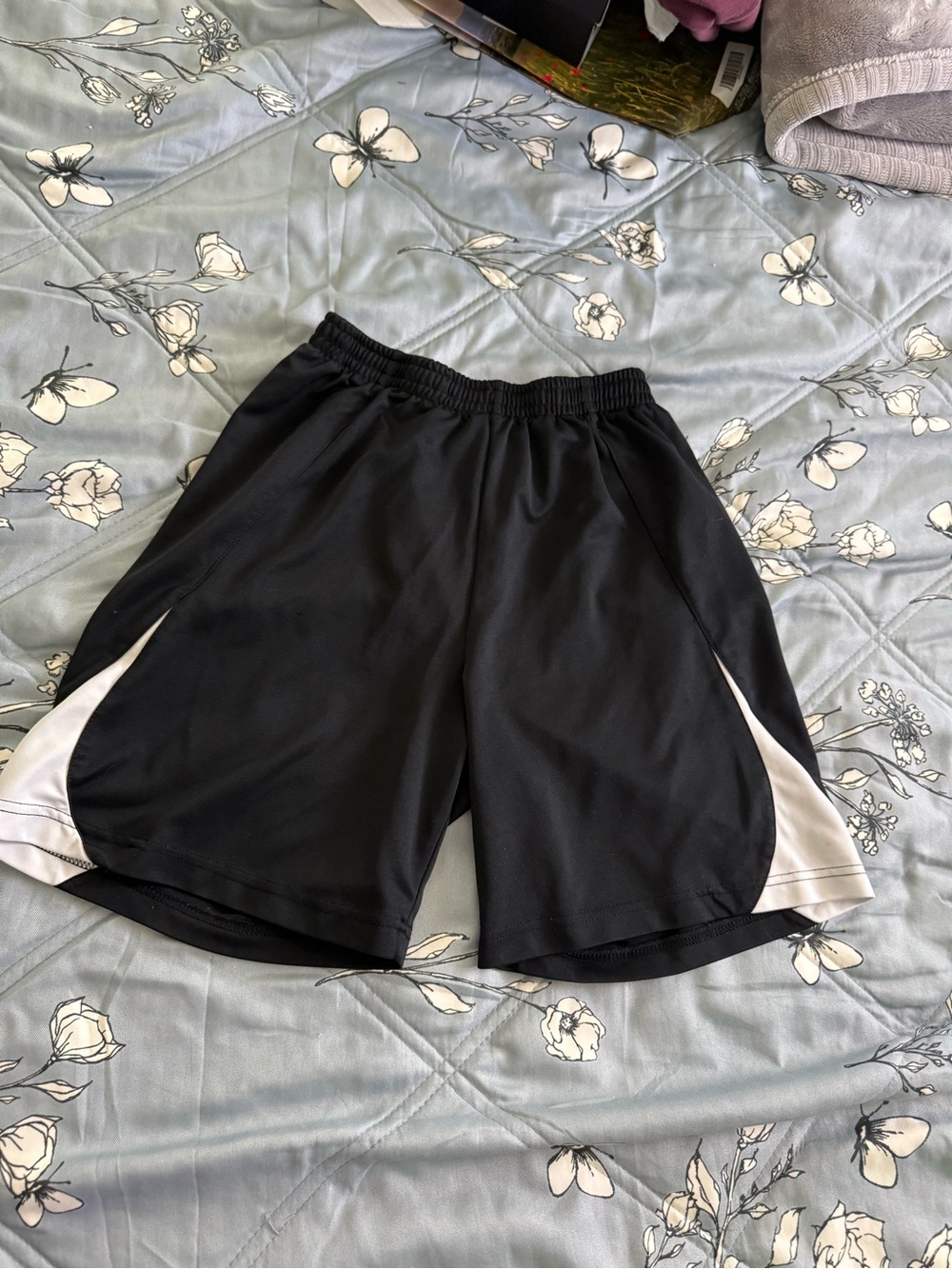 Black Athletic Shorts with White Side Panels - Unbranded soccer shorts